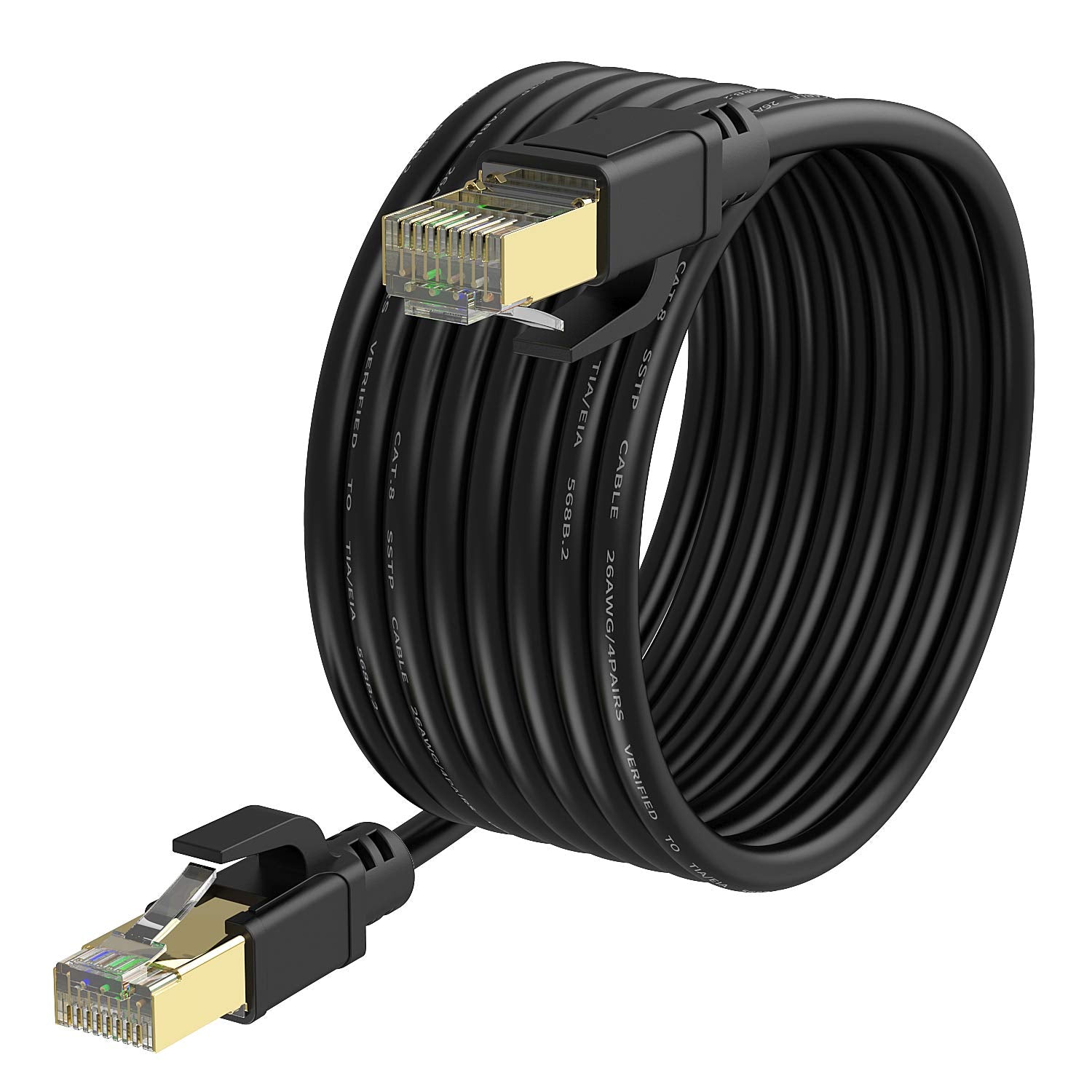 Yixhg Cat 8 Ethernet Cable 50 Ft, Internet Network Cord, 40Gbps 2000Mhz Lan Wires, High Speed Sstp Lan Cables With Gold Plated R